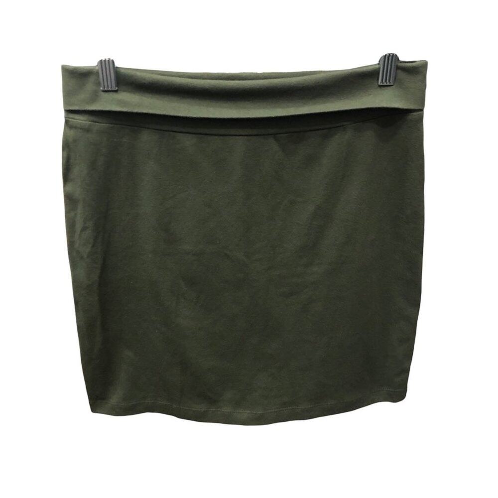 Charlotte Russe stretch, fold over waist, tube, mini skirt, knit  L Green   Cott